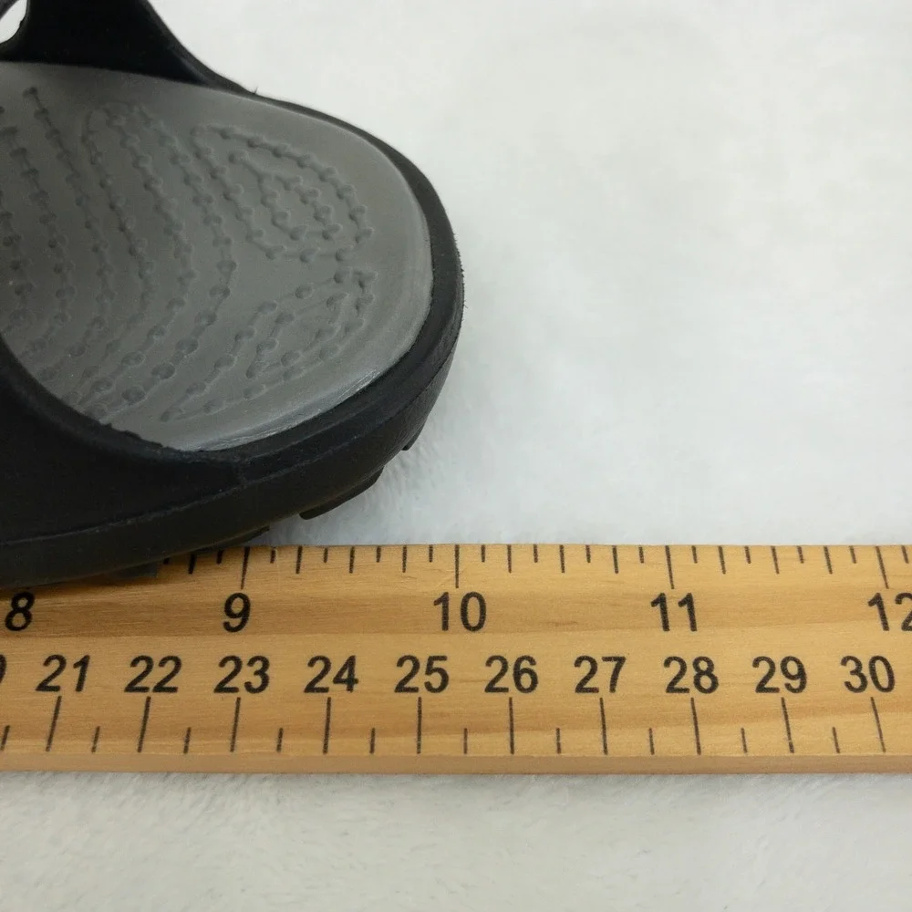 Crocs Meleen Slides Sandals Womens 7 Black Grey Comfort Lightweight Strappy